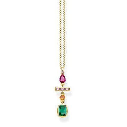 Thomas Sabo CZ Gold Colourful Mix Of Forms Necklace