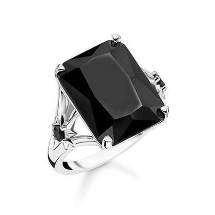 Thomas Sabo CZ Large Black Stone Cocktail Ring