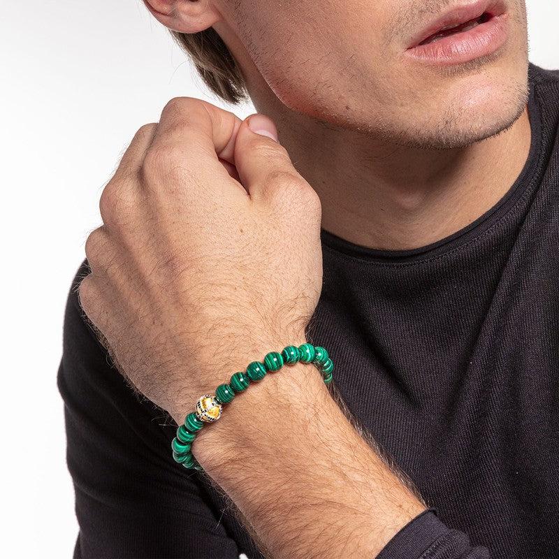 Thomas Sabo CZ Malachite & Cross Bead Bracelet