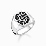 Thomas Sabo CZ Mens Onyx Compass Signet Ring