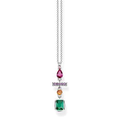 Thomas Sabo CZ Silver Colourful Mix Of Forms Necklace