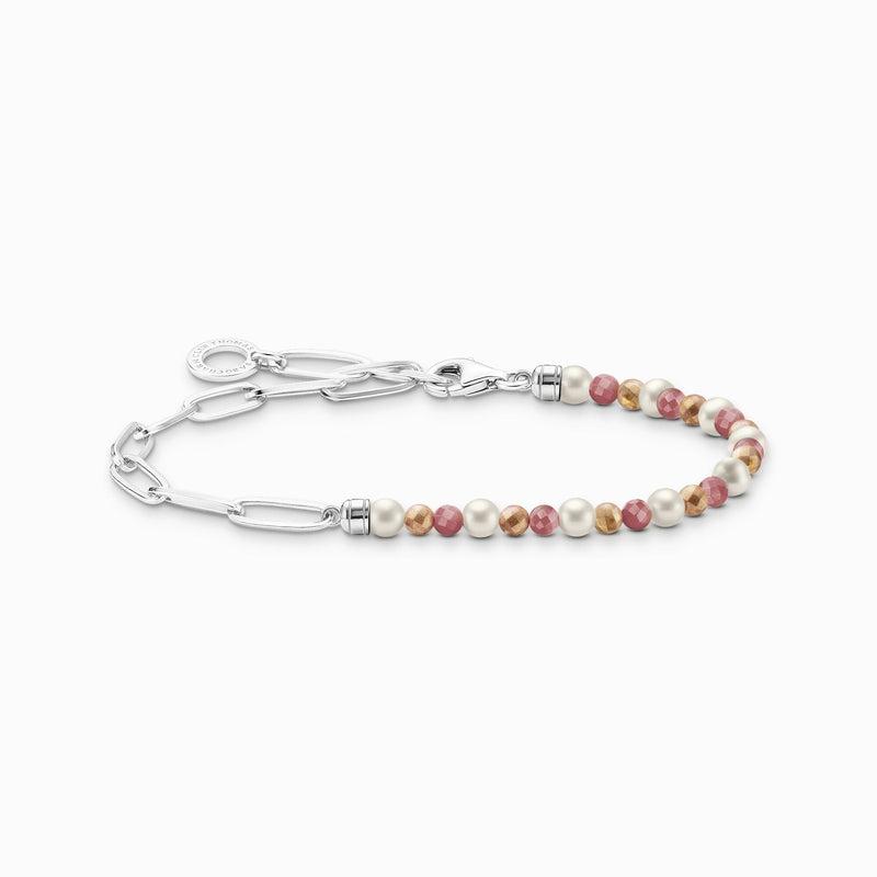 Thomas Sabo Charm Bracelet with Colourful Beads, White Pearls and Chain Links - Silver