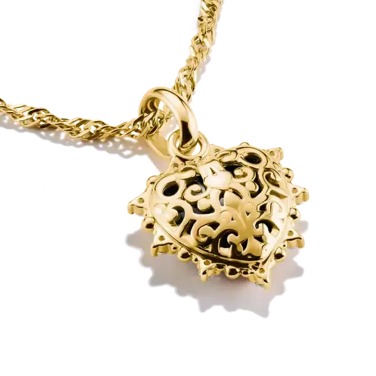 Thomas Sabo Charm Club Connect Vintage Heart Black Zirconia Gold-Plated Charm Pendant