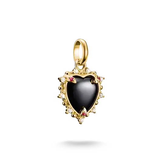 Thomas Sabo Charm Club Connect Vintage Heart Black Zirconia Gold-Plated Charm Pendant