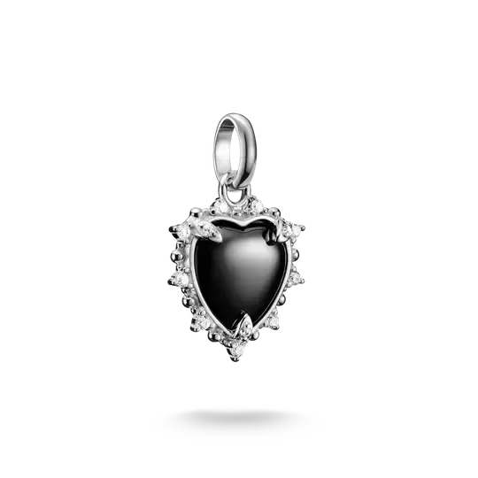 Thomas Sabo Charm Club Connect Vintage Heart Black Zirconia Sterling Silver Charm Pendant