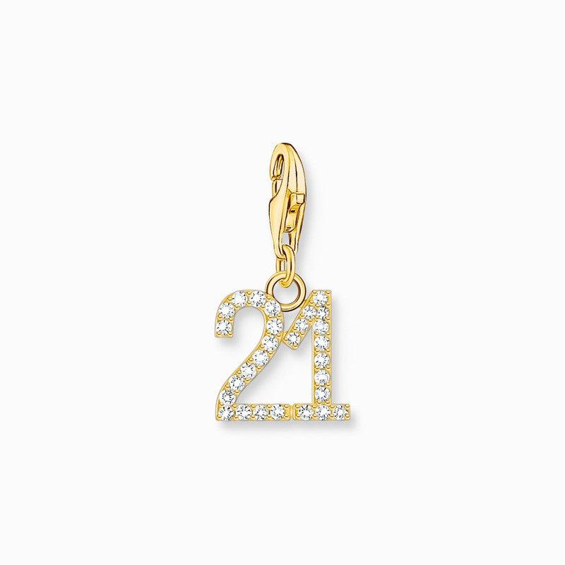 Thomas Sabo Charm Gold-plated Pendant - Number 21 with Zirconia