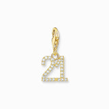 Thomas Sabo Charm Gold-plated Pendant - Number 21 with Zirconia