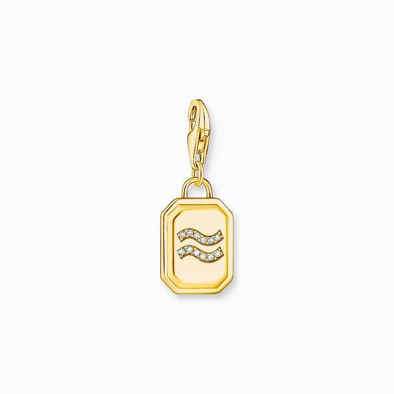 Thomas Sabo Charm Gold-plated Pendant - Zodiac Sign Aquarius with Zirconia