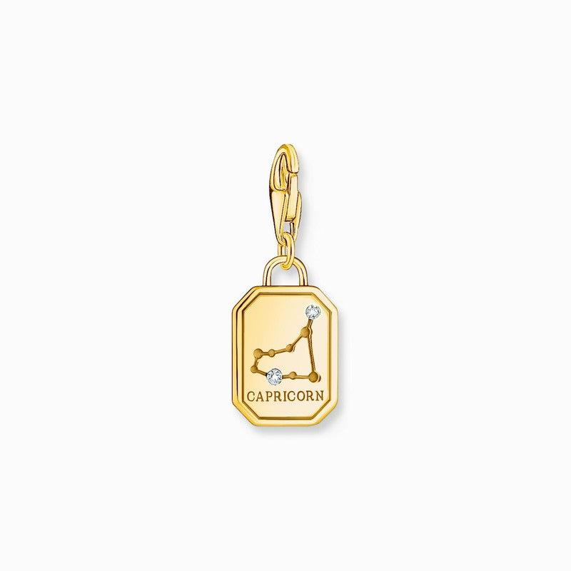 Thomas Sabo Charm Gold-plated Pendant - Zodiac Sign Capricorn with Zirconia