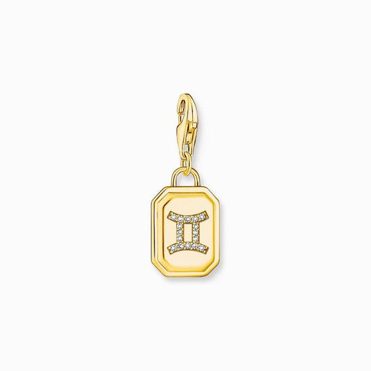 Thomas Sabo Charm Gold-plated Pendant - Zodiac Sign Gemini with Zirconia