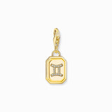 Thomas Sabo Charm Gold-plated Pendant - Zodiac Sign Gemini with Zirconia