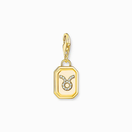 Thomas Sabo Charm Gold-plated Pendant - Zodiac Sign Taurus with Zirconia