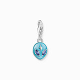 Thomas Sabo Charm Pendant - Alien with Blue cold Enamel and Sapphire Blue Stones Silver