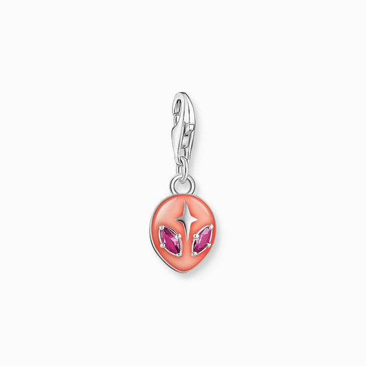 Thomas Sabo Charm Pendant - Alien with Red cold Enamel and Red Stones Silver