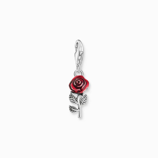 Thomas Sabo Charm Pendant - Blackened Charm in Red Rose