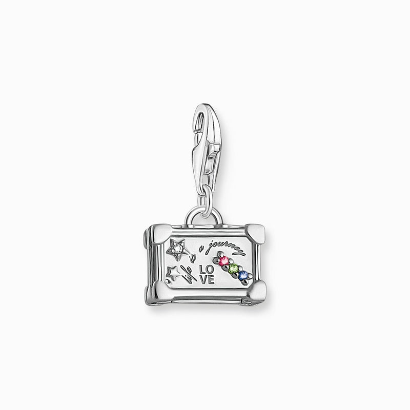 Thomas Sabo Charm Pendant - Colourful Vintage Suitcase - Silver