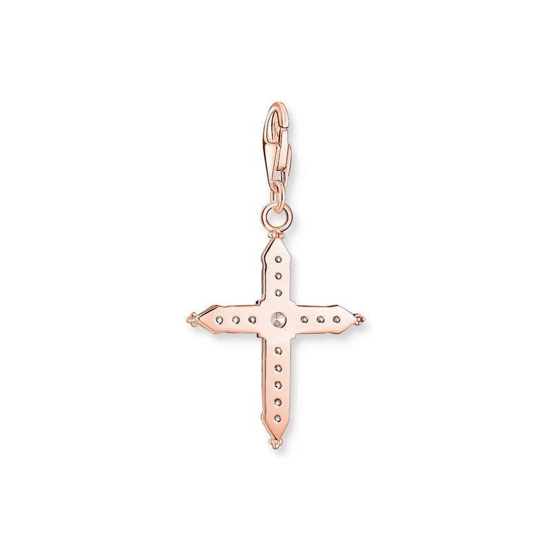 Thomas Sabo Charm Pendant Cross With White Stones Rose Gold