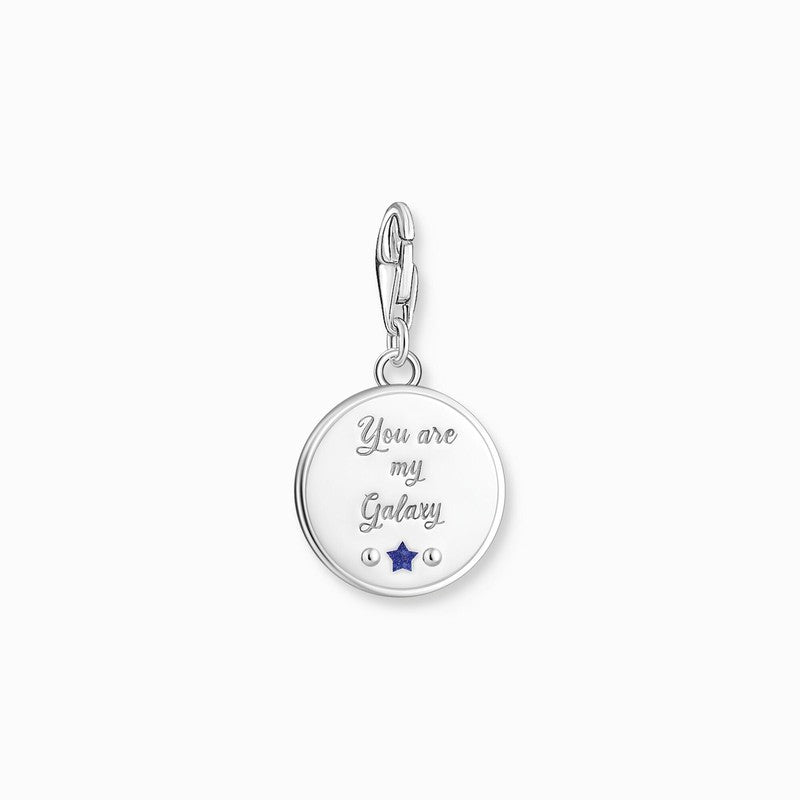 Thomas Sabo Charm Pendant - Galaxy with Cold Enamel in Various Colours Silver Blackened