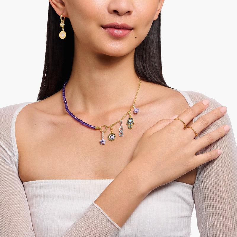 Thomas Sabo Charm Pendant - Hand of Fatima with cold Enamel Yellow-Gold Plated