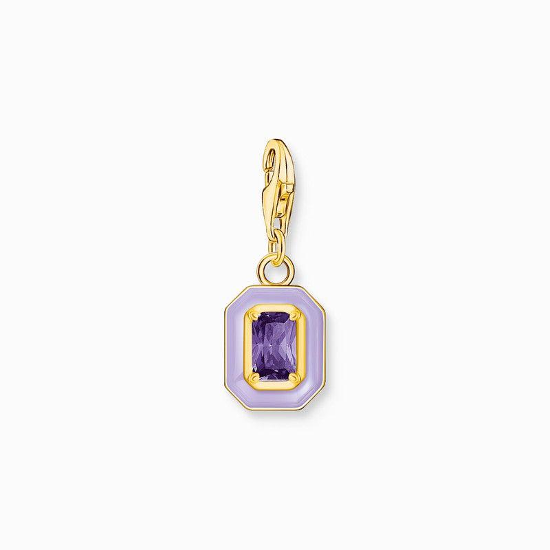 Thomas Sabo Charm Pendant - Octagon with Violet cold Enamel Yellow-Gold Plated