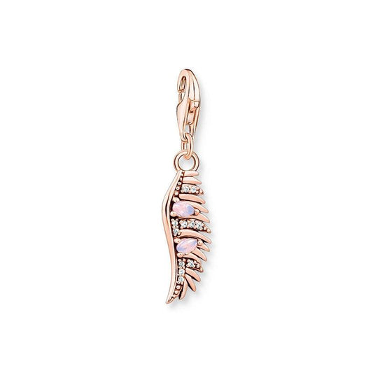 Thomas Sabo Charm Pendant Phoenix Feather With Pink Stones Rose Gold