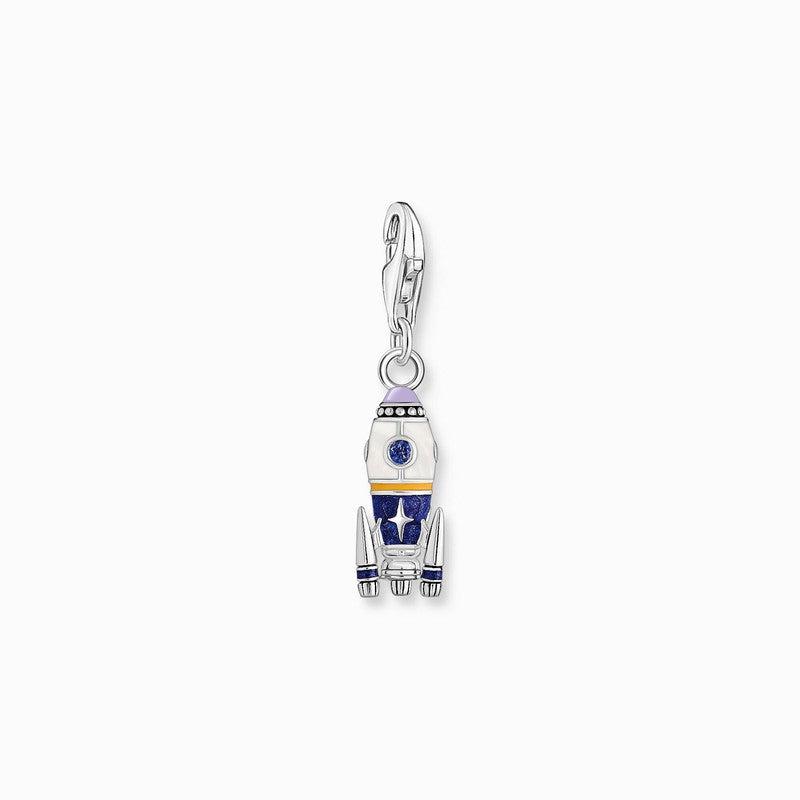 Thomas Sabo Charm Pendant - Rocket with Colourful cold Enamel and Various Stones Silver