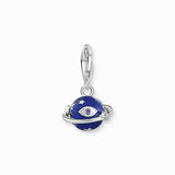 Thomas Sabo Charm Pendant - Saturn with Dark Blue cold Enamel and Fine details Silver