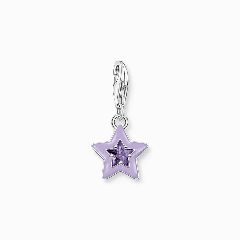Thomas Sabo Charm Pendant - Star with Amethyst-coloured Stones and Cold Enamel Silver