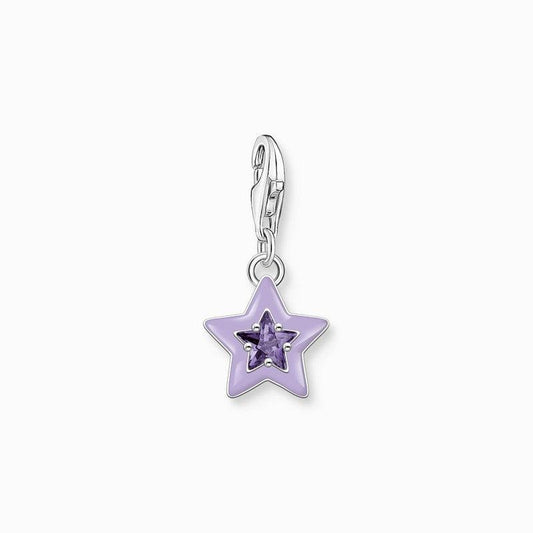 Thomas Sabo Charm Pendant - Star with Amethyst-coloured Stones and Cold Enamel Silver