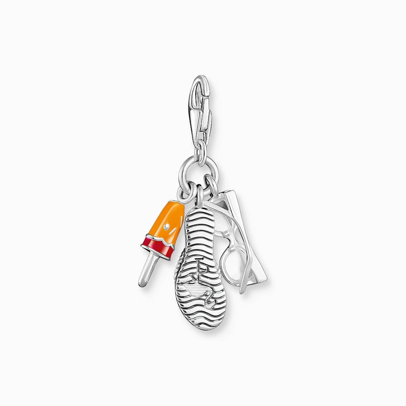 Thomas Sabo Charm Pendant - Sunglasses, Flip Flop and Ice Cream - Silver