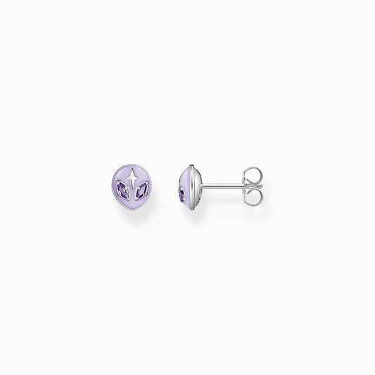 Thomas Sabo Ear Studs with Alien Detailing and Cold Enamel Silver