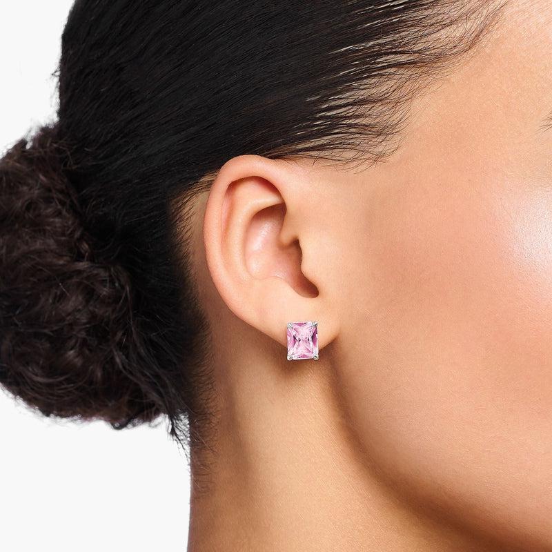 Thomas Sabo Ear Studs with Pink Stone - Silver