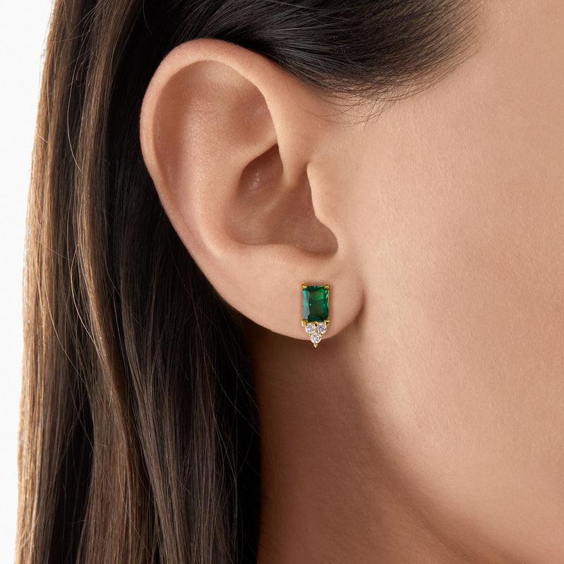 Thomas Sabo Ear studs green stone gold