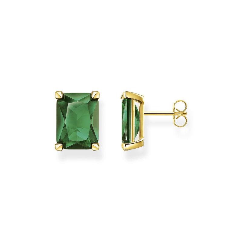 Thomas Sabo Ear studs green stone gold