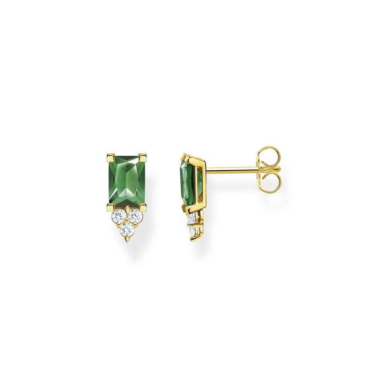 Thomas Sabo Ear studs green stone gold