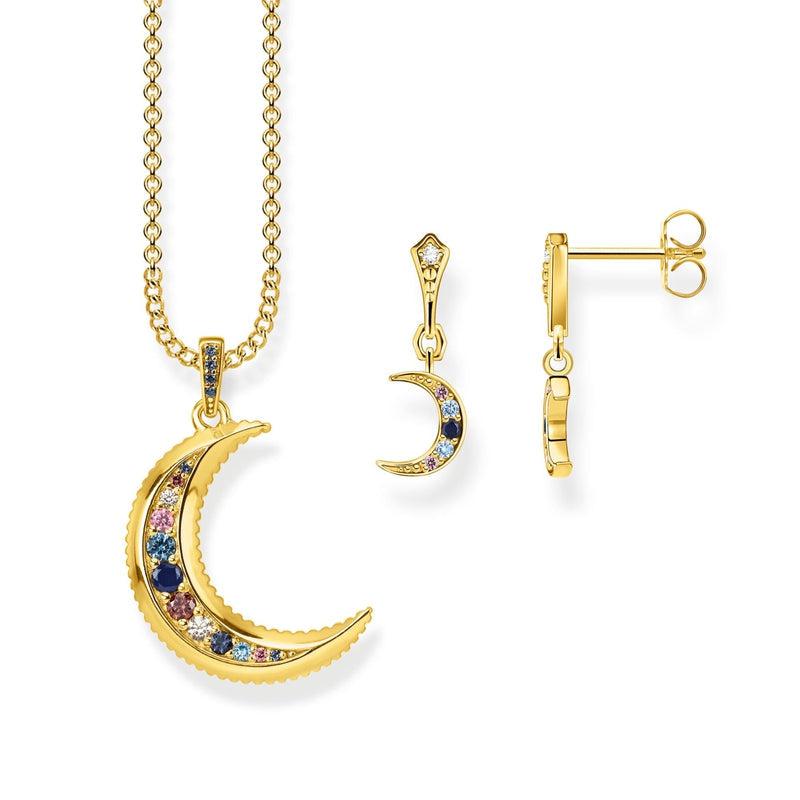 Thomas Sabo Earrings Royalty moon with stones gold