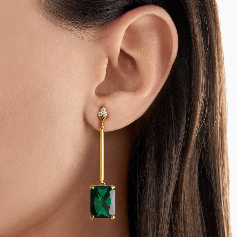 Thomas Sabo Earrings green stone gold
