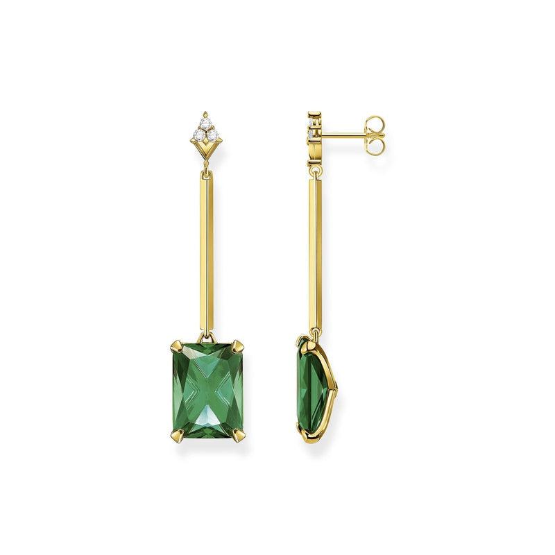 Thomas Sabo Earrings green stone gold