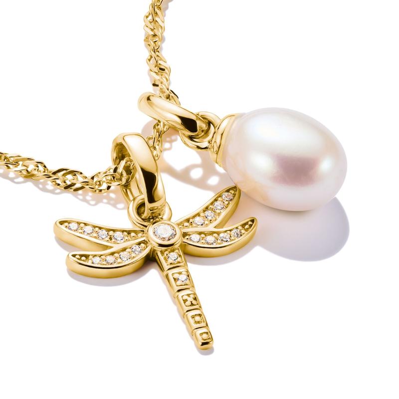 Thomas Sabo Elegant Gold Plated Freshwater Pearl Connect Charm