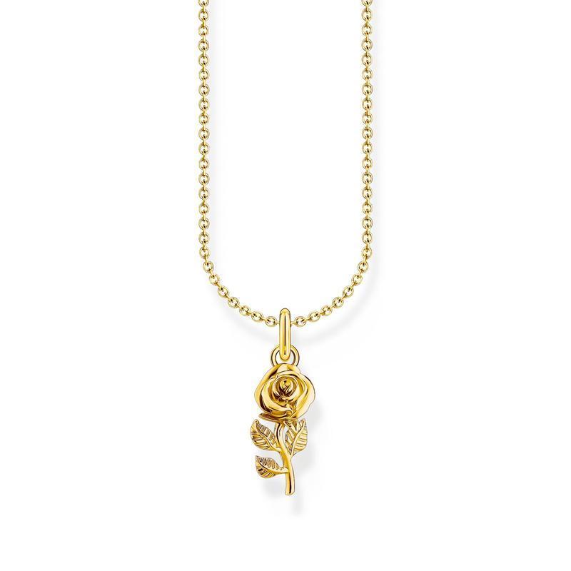 Thomas Sabo Elegant Gold-Plated Rose Pendant Necklace