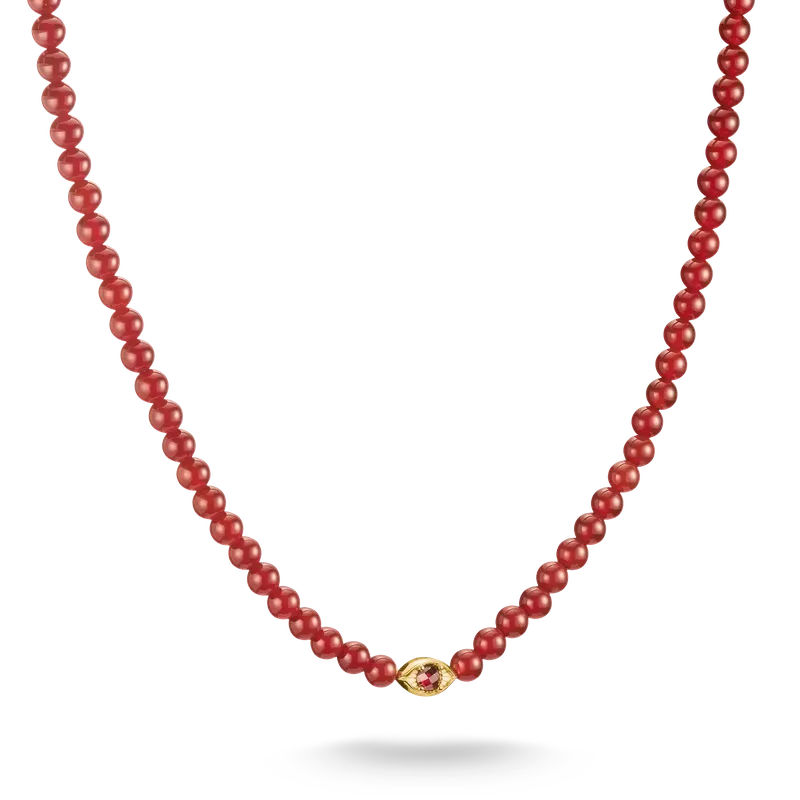 Thomas Sabo Elyndra 18K Gold Plated Necklace with Red Agate Beads