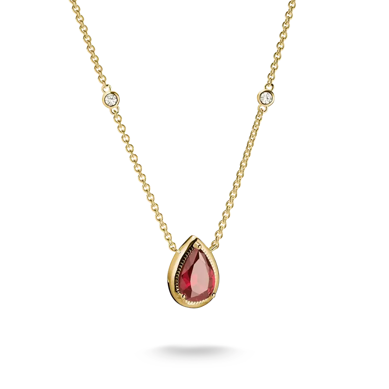 Thomas Sabo Elyndra 18k Gold Plated Drop Necklace Red Zirconia