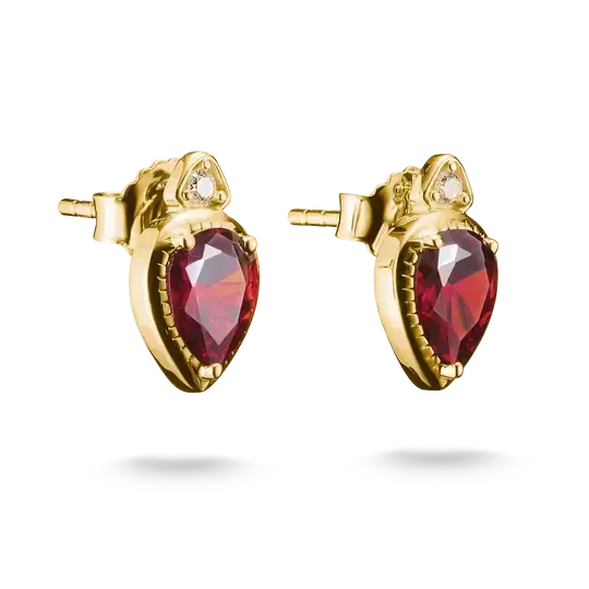 Thomas Sabo Elyndra 18k Gold Plated Stud Earrings with Red Stones