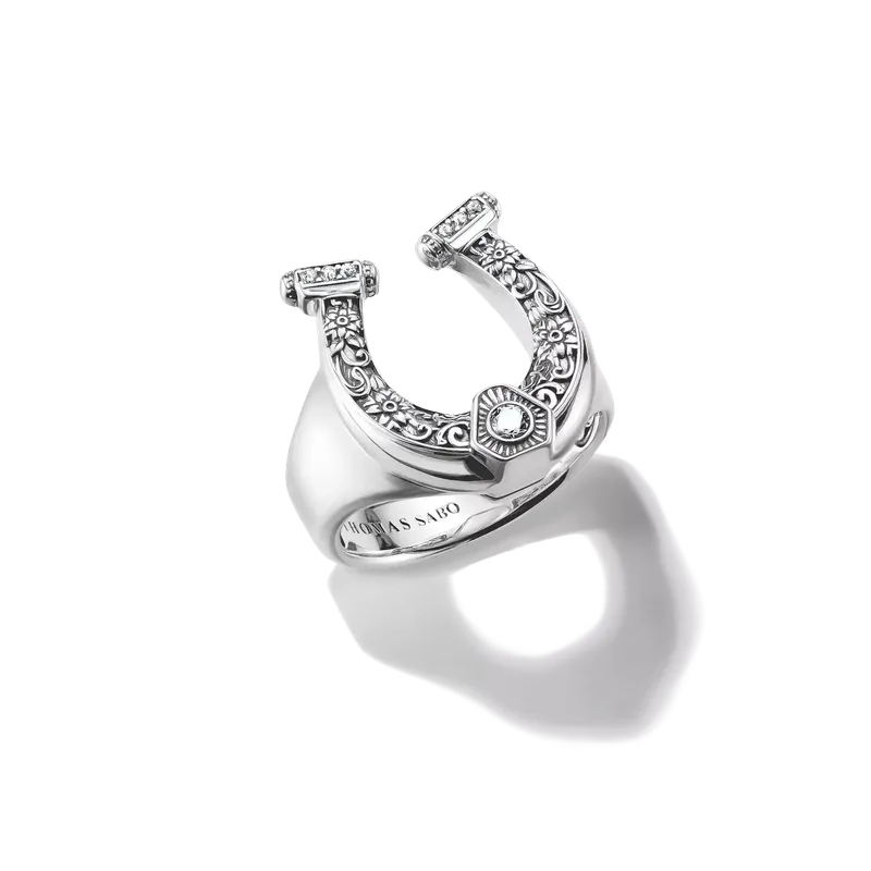 Thomas Sabo Elyndra Blackened Silver Horseshoe Ring