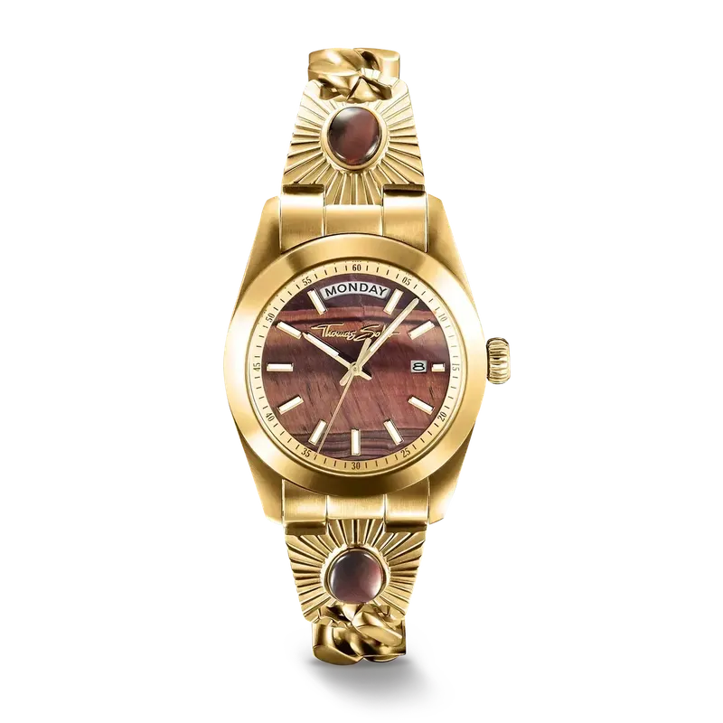 Thomas Sabo Elyndra Ladie's Gold Red Tiger Eye Watch