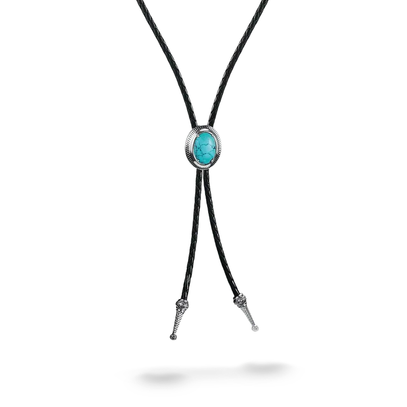 Thomas Sabo Elyndra Silver Leather Necklace with Turquoise Stone