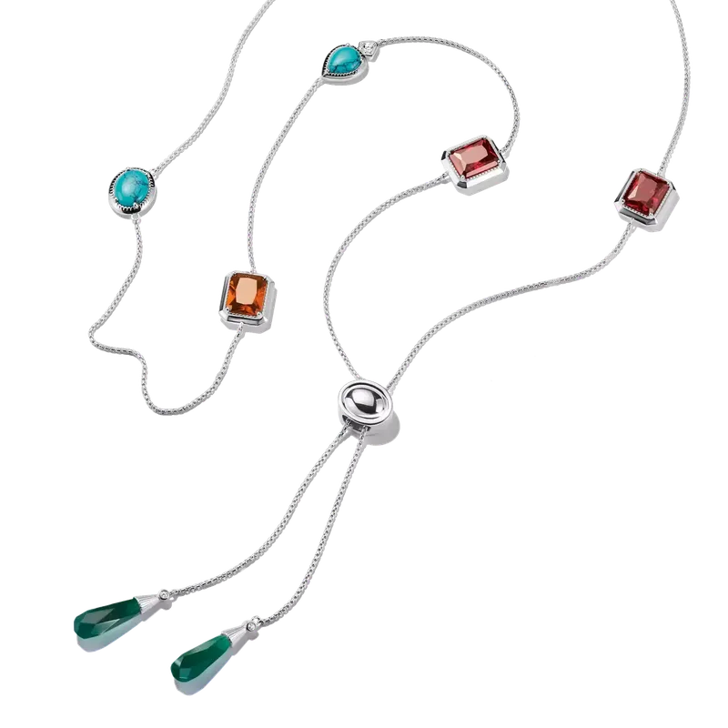 Thomas Sabo Elyndra Silver Necklace with Multicolored Stones