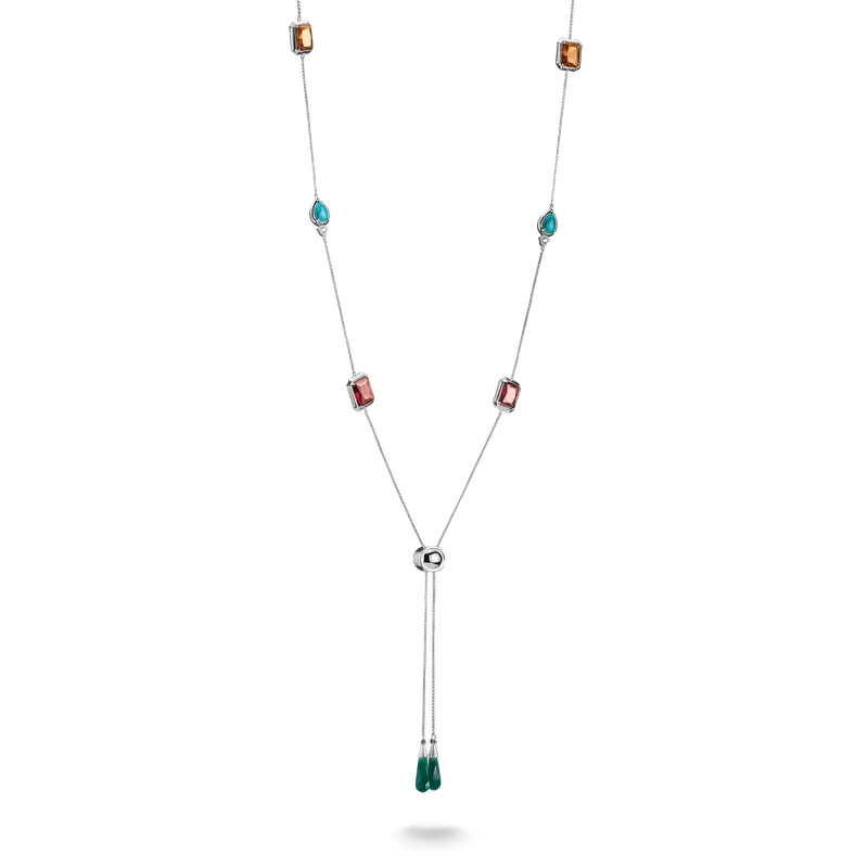 Thomas Sabo Elyndra Silver Necklace with Multicolored Stones