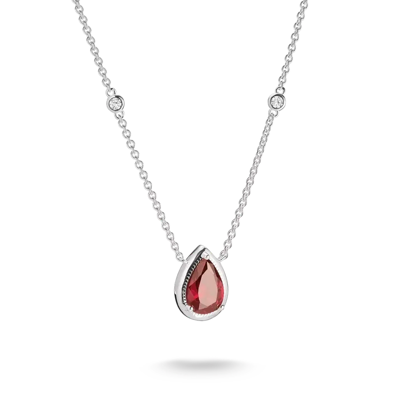 Thomas Sabo Elyndra Silver Necklace with Red Zirconia Drop