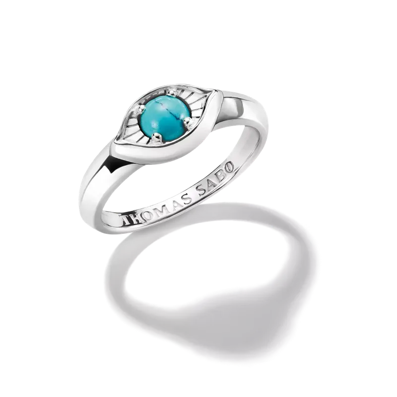 Thomas Sabo Elyndra Silver Small Eye Ring with Imitation Turquoise